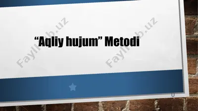 “aqliy hujum” metodi — PPTX
