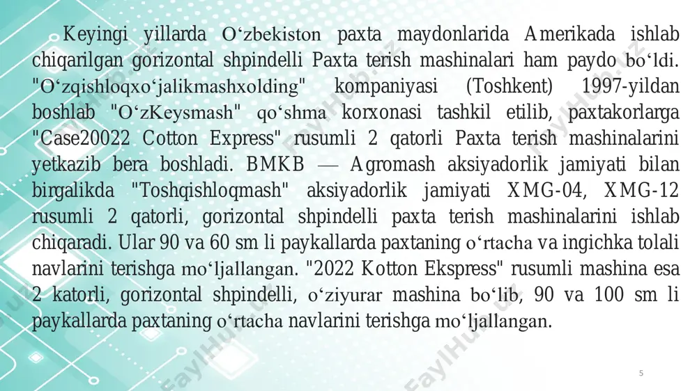 paxta hosilini yig‘ishtirish mashinalari - Page 5