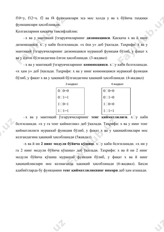 буль алгебрасининг асосий аксиома ва қонунлари - Page 4