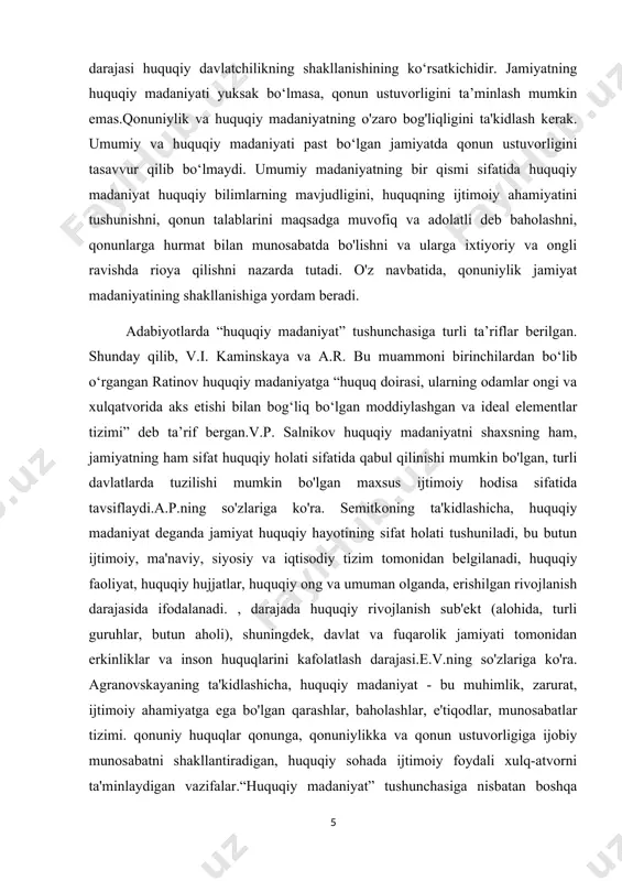 oning huquqiy madaniyati qiyofasi bugungi dunyoning huquqiy madaniyati o'zgargan va o'zgarayotgan jamiyat va davlatlar orasidagi o'zgarishlarni ifodalaydi. qiyofa ko'rsatish uchun quyidagi muhim nuqtalarni o'z ichiga oladi: 1. inson huquqlari va erkaklik:inson huquqlari, adolat, erkinlik, barqarorlik va huquqiy davlat prinsiplari dunyoda keng tarqalgan hissasini olgan. bu, har bir insonning hayotida erkinlik va huquqlariga ega bo'lishini ta'minlaydi. 2. demokratiya va huquqiy davlatlar:ko'plab mamlakatlarda demokratik tizimlar o'zgartirib, huquqiy davlatlar tuzilib, huquqiy madaniyatning rivojlanishiga ta'sir etmoqda. demokratik qarashlar va huquqiy davlat prinsiplari, huquqiy madaniyatning asosiy qismi bo'lib tiklanmoqda. 3.teknologiyalar va huquqiy masalalar:teknologiyalar sohasidagi yangiliklar, ma'lumotlar bazalari, va internetning rivojlanishi o'z huquqiy madaniyatga ega. bireyning shaxsiy ma'lumotlari, intellektual-mulk huquqlari, internet erkinliklari to'g'risida yangi savollar huquqiy madaniyatga o'zgaruvchan ta'sir ko'rsatmoqda. 4.jins huquqlari va jins inkluzivlik:jins huquqlari va jins inkluzivlik, jins to'g'risidagi diskriminatsiya va inson haqida sog'liqni saqlashga dair muhim muammolardir. bu soha dunyoda ko'plab mamlakatlarda intensiv muhokamalar va qo'shimcha huquqiy muhokamalar olib borilmoqda. 5.ochiq jamiyat va …