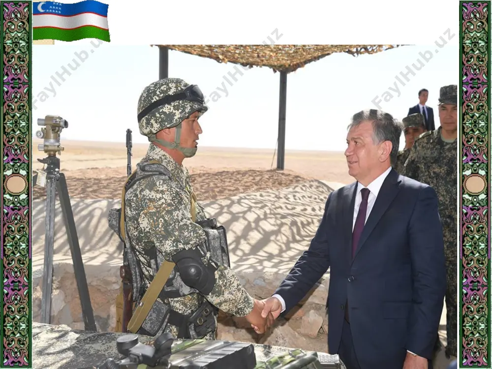 га аъзо давлатларнинг олий таълимгача муассасалари ўртасида илк бор ўтказилган халқаро олимпиадада ўзбекистон «темурбеклар мактаби» ўқувчилари 2-ўринни эгаллади. 2. ўзбекистон армиясининг жанговар самардорлиги 10-12 фоизга, жанговар қудрат қарийб икки баробарга ошди. 3. ҳарбий соҳада махсус тиббий кўрик босқичлари икки баробарга қисқарадиган бўлди. 4. президент қарорига асосан, муҳаммад ал-хоразмий номидаги тошкент ахборот технологиялари университетининг maxсус факультети мудофаа вазирлиги ахборот-коммуникация технологиялари ва алоқа ҳарбий институти этиб қайта ташкил этилди. 5. ўзбекистон қуролли кучлари ахлоқий-руҳий таъминот концепцияси тасдиқланди. ўзбекистон мудофаа вазирлиги тизимда 2019 йил давомида эришилган юқори натижа 6. мудофаа вазирлиги қўшинлари фаолиятига замонавий илмий-техник ва рационализаторлик ишланмаларини киритиш мақсадида илк бор «techno discovery-2019» фестивали ўтказилди. 7. мудофаа вазирлиги ташаббуси билан 200дан ортиқ ҳарбий созандалар «ёшлар куни»га бағишлаб халқлар дўстлиги майдонида оркестрлар фестивалини ўтказди. 8. мудофаа вазирлиги қўшинларида муддатли ҳарбий хизматни ўтаган жами 1239 нафар аскарга имтиёзли кредит ажратилди. 9. каттақўрғонда ўзбекистон мудофаа вазирлиги тизимидаги энг катта полигон қурилди. 10. «халқаро армия ўйинлари …
