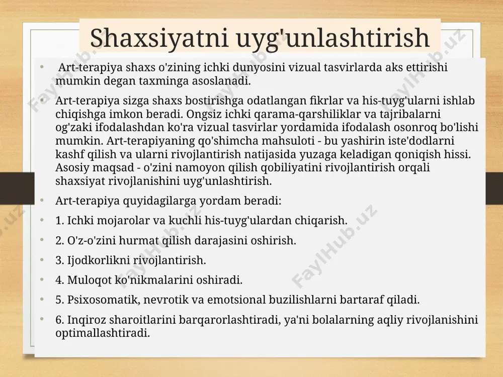 art-terapiyaning yo‘nalishlari va psixoterapiya va psixokorreksiyada qo’llanish metodlari - Page 5