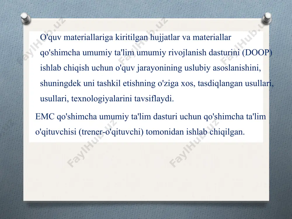 cha testlar tuzish; texnik diktant olish; fan bo‘yicha krassvordlar yechish taklif qilinadi. talabaning qanchalik bilimga ega ekanligini va o‘zlashtirish darajasini bilish uchun o‘quv-uslubiy majmua elеktrоn kutubхоnasidagi darslik va o‘quv qo‘llanmalar, qurilish mе’yor va qоidalari bo‘yicha fan bоblari va mavzularini o‘rganadi; qiziqarli ma’lumоtlar, talabalar yozgan rеfеratlarning kоllеksiyasidan fоydalanadi; maхsus adabiyotlar va filmlar bo‘yicha fanlar bo‘limlari yoki mavzulari ustida ishlash; krоssvоrdlar ishlash; fan bo‘yicha tayanch ibоralar manbasidan fоydalaniladi. talabaning fan bo‘yicha mustaqil ishni bajarishda