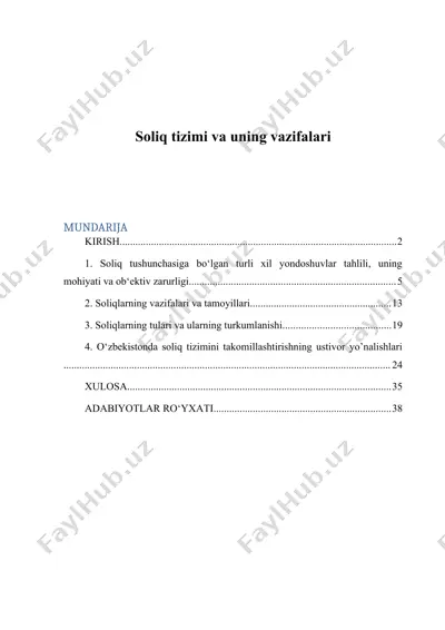 soliq tizimi va uning vazifalari — DOCX
