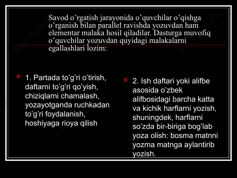 o`qish va yozuv darslarida qo`yiladigan talablar - Page 5
