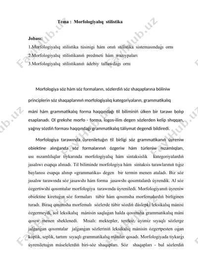 morfologiyalıq stilistika — DOCX
