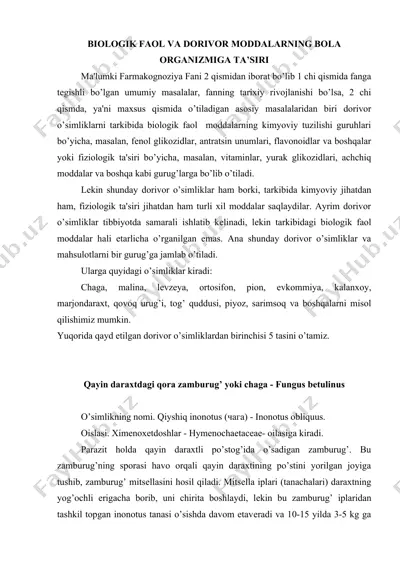 baliqlarning faol va dorivor modalarining bola organizmilarining tasir — DOC