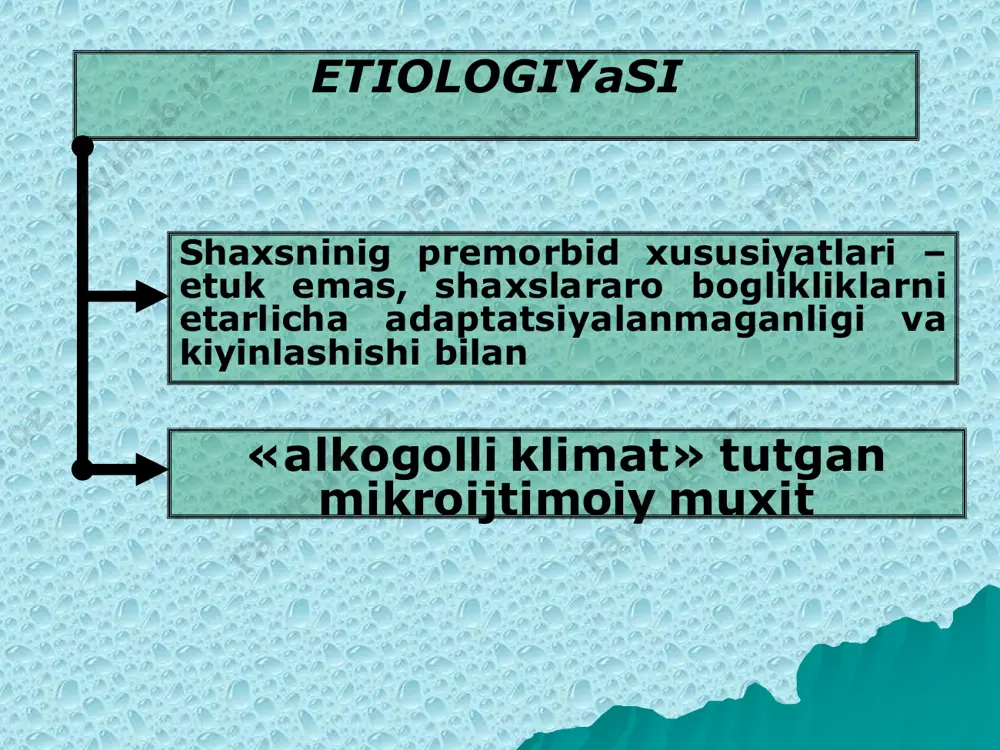 inik kurinishi 1 boskich narkotik moddaga ruxiy moyillik (obssеsiv) paydo bulishi, ximoya jarayonlarining yukolishi, narkotik moddalarga chidamlilikning oshishi, ularning fiziologik ta'siri saklangan xolda muntazam kabul kilinishi bilan ifodalanadi. narkomaniya boskichlarini klinik kurinishi 2 boskich abstinеntsiyaning (xumor sindromi), narkotik moddaga еngib bulmas darajadagi xirs kuyish, unga bulgan chidamlilikni yukori darajaga еtishi, narkotik moddalar ta'sirini uzgarishi (kupincha kuzgaluvchanlikka olib kеluvchi ta'siri), shaxs uzgarishi bilan ifodalanadi. narkomaniya boskichlarini klinik kurinishi 3 boskich bunda narkotik moddalarga chidamlilikning pasayishi, ular ta'siri fakat «tеtiklashtirish» darajasiga еtishi, shuning uchun bеmorlarda narkotik moddalarsiz «yashay olmaslik» xususiyatlarining paydo bulishi kuzatiladi. bundan tashkari, xumor sindromi ogirlashib, chuzilib borishi, ruxiy, somatik, ogir ijtimoiy okibatlar kеlib chikishi bilan ifodalanadi. кабул килинаѐтган наркотик модда турига караб наркоманиянинг куйидаги шакллари ажратилади:  афъюн (опий) наркомания  гашишемания  кокаиномания  барбитуромания  рухий холатни кузгатувчи моддалар истеъмоли наркоманияси  полинаркомания. opiomaniyadagi abstinеnt sindromni bеlgilari va fazalari. |i. n. pyatnitskaya, 1994| fazlar asosiy kurinishlar birinchi …