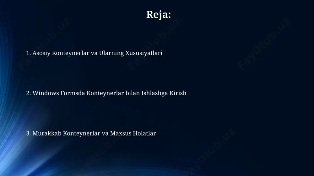 2 dan ortiq panel yoki groupbox konteynerlarini joylashtirish orqali murakkab interfeyslarni 3 qismga bo'lish va har bir qismga alohida boshqaruv elementlarini joylashtirish mumkin. dock va anchor xususiyatlaridan foydalanib, 5 ta turli boshqaruv elementining konteyner ichidagi holatini aniq belgilash va oynaning o'lchamlari o'zgarganda ularning joylashuvini boshqarish mumkin. flowlayoutpanel yoki tablelayoutpanel kabi konteynerlardan foydalanib, 10 dan ortiq elementlarni avtomatik tartiblash va ularning o'lchamlarini moslashtirish imkoniyati mavjud. konteynerlarning xususiyatlari va hodisalari konteynerlarning paint hodisasi, konteyner ichidagi grafik elementlarni chizish uchun ishlatiladi va bu hodisa orqali 10 dan ortiq turdagi chizish funksiyalarini qo'llash mumkin. windows forms konteynerlari, masalan panel yoki groupbox, o'z ichiga boshqa kontrollerlarni joylashtirish imkonini beradi va ularning joylashuvini dock, anchor kabi xususiyatlari orqali 4 ta asosiy tomonga nisbatan boshqarish mumkin. sizechanged kabi hodisalar konteynerning o'lchamlari o'zgarganida, masalan, 200x150 dan 300x200 ga o'zgarganida, tegishli funksiyalarni avtomatik ravishda bajarish imkonini beradi va bu interaktivlikni oshiradi. windows formsda konteynerlar bilan ishlashga kirish windows formsda …