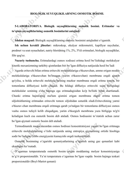 biologik suyuqliklarning osmotik bosimi — DOCX