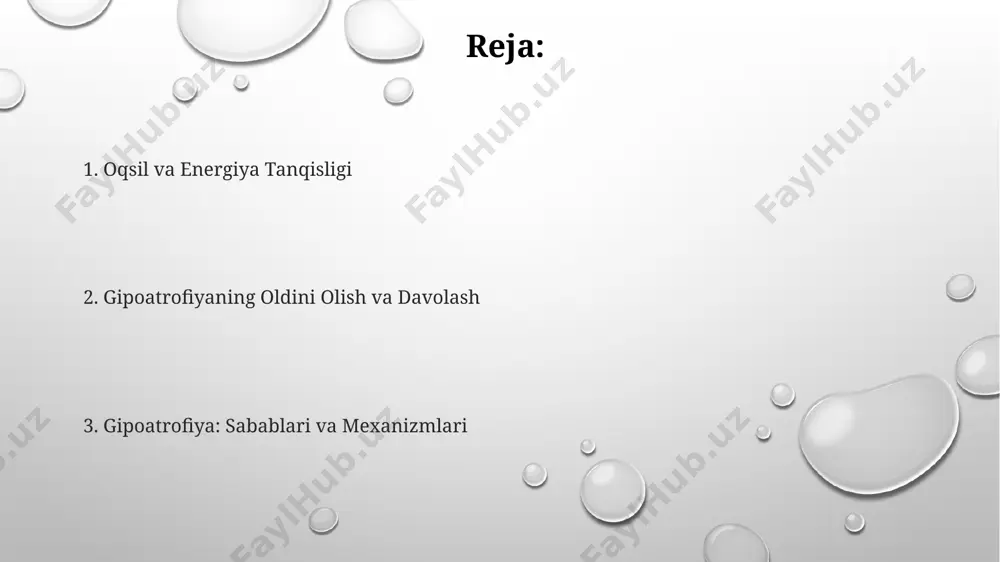 aqalpog'iston respublikasida bunday holatlar ko'proq uchraydi. ta'lim va xabardorlikni oshirish o'zbekistonning 5 ta viloyatida o'tkazilgan so'rov natijalariga ko'ra, 1000 nafar bola orasida 30 foizi oqsil va energiya yetishmovchiligidan aziyat chekayotgani aniqlangan. bu, atrof-muhit omillari va sog'liqni saqlash tizimining zaifligi bilan bog'liq. jahon sog'liqni saqlash tashkiloti ma'lumotlariga ko'ra, to'g'ri ovqatlanish to'g'risida 7 yoshgacha bo'lgan bolalarga muntazam ravishda 3 oy davomida ma'lumot berish orqali, qashqadaryo viloyatidagi oqsil-energiya yetishmovchiligini 10% ga kamaytirish mumkin. protein va energiya yetishmovchiligi kasalliklari bo'yicha 2022-yilgi ma'lumotlarga qaraganda, samarqand viloyatida 15% ga ko'payganligi kuzatildi, bu esa ta'lim va xabardorlik kampaniyalarini kuchaytirish zarurligini ko'rsatadi. kattalardagi oqsil va energiya yetishmovchiligi surxondaryo viloyatida o'tkazilgan tadqiqotlar shuni ko'rsatdiki, kamqonlik bilan og'rigan bolalarning 75% da oqsil va energiya yetishmovchiligi bilan bog'liq gipoatrofiya kuzatiladi, bu esa ularning immunitet tizimini zaiflashtiradi. o'zbekistonning qashshoq viloyatlarida, masalan, qashqadaryo viloyatining ayrim tumanlarida, 5 yoshgacha bo'lgan bolalarning 30% gacha qismida oqsil-energetik yetishmovchilik kuzatiladi, bu esa ularning jismoniy rivojlanishiga salbiy ta'sir …