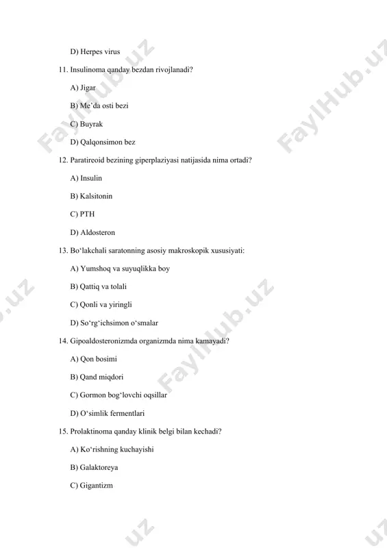 endokrinologiya test savollari - Page 3