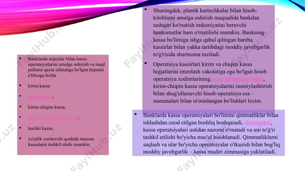 ицензия: cc by-nd xarajatlar va to`lovlarni xarajatlarga bir maromda olib borish maqsadida o`rnatilgan tartibda rezerv qilingan summalarning holati va harakati to`g`risidagi axborotlarni umumlashtirish 8900 “kelgusi xarajatlar va to`lovlar rezervlari” schyotida amalga oshiriladi. xarajatlarga qo`shiladigan summalarni rezervlash qonun hujjatlari, shuningdek o`zbekiston respublikasi vazirlar mahkamasining 1999 yil 5 fevraldagi 54-sonli qarori bilan tasdiqlangan “mahsulot (ishlar, xizmatlar)ni ishlab chiqarish va sotish xarajatlarining tarkibi hamda moliyaviy natijalarni shakllantirish tartibi to`g`risida”gi nizomi bilan tartibga solinadi. rezervlarni hisoblash muomalalari 8910 “kelgusi xarajatlar va to`lovlar rezervlari” schyotining kreditida va xarajatlarni hisobga oluvchi schyotlarning debetida aks ettiriladi. bunday rezervlarga misol bo`lib, ishchilarga mehnat ta’tili to`lash uchun rezerv, asosiy vositalarning kapital remonti uchun rezerv, kafolatlar bo`yicha rezerv va boshqalar misol bo`lishi mumkin. rezervga ajratmalarning miqdori xo`jalik yurituvchi sub’ektning hisob siyosatida ko`rsatilgan bo`lishi lozim. ushbu talablardan kelib chiqqan holda, auditorning hisob siyosatini sinchkovlik bilan o`rganib chiqishi kerak. rezerv qilingan summalar hisobidan amalga oshirilgan haqiqiy xarajatlar va to`lovlar summasi rezervlar miqdorini …