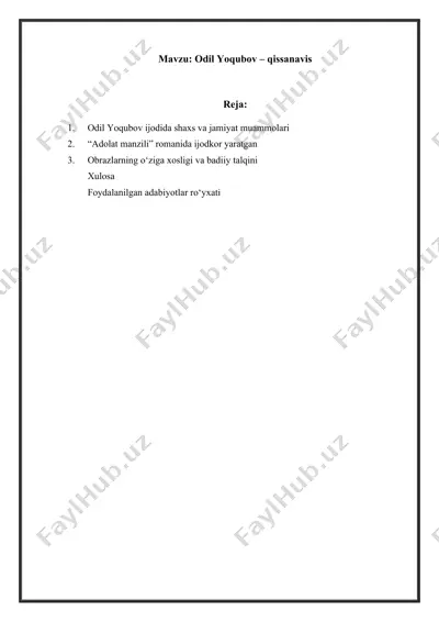 odil yoqubov – qissanavis — DOCX