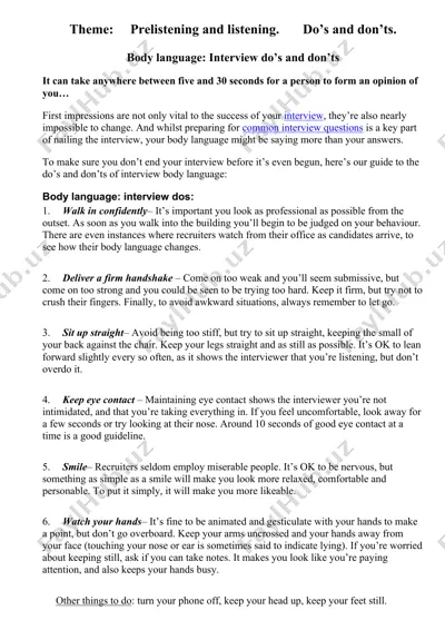 interview body language guide — DOC